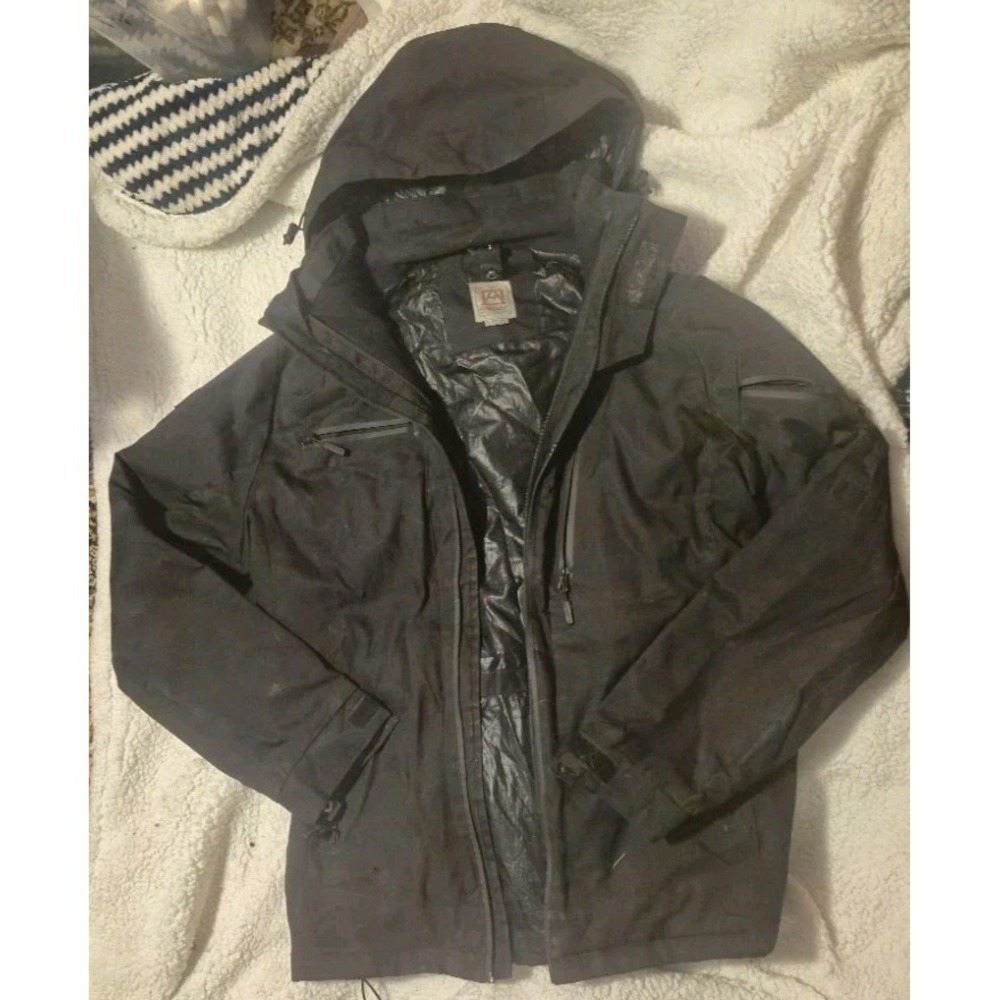 Avalanche Men's Insulated Hooded Jacket Large Black Winter Coat Full Zip